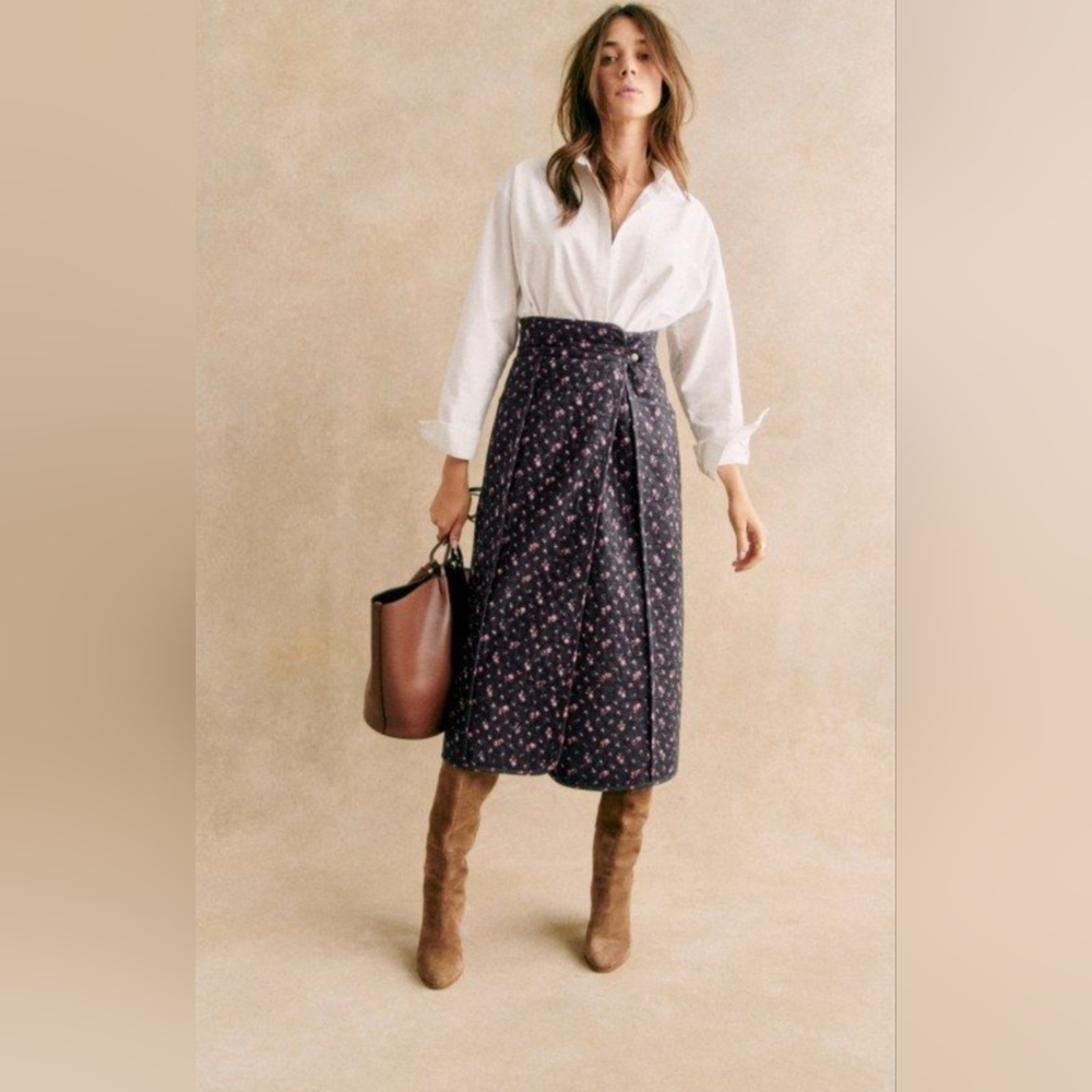 Sézane Taylia  Quilt Midi Skirt